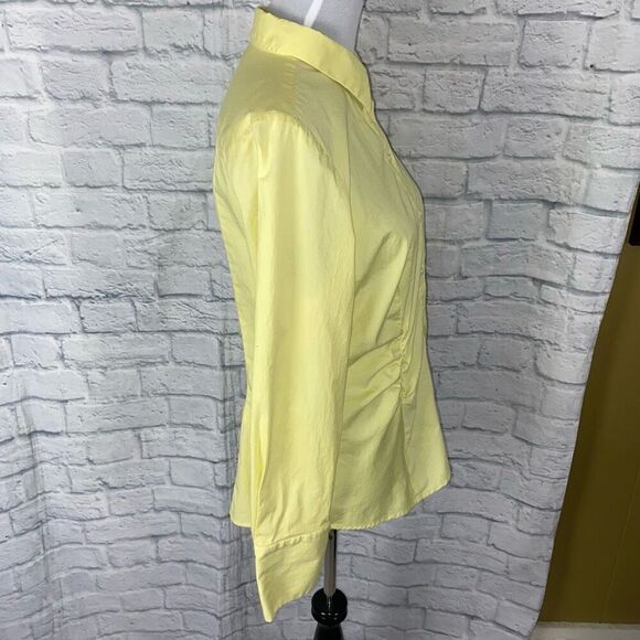 The limited women L cotton blend button down collar blouse yellow - Picture 5 of 11